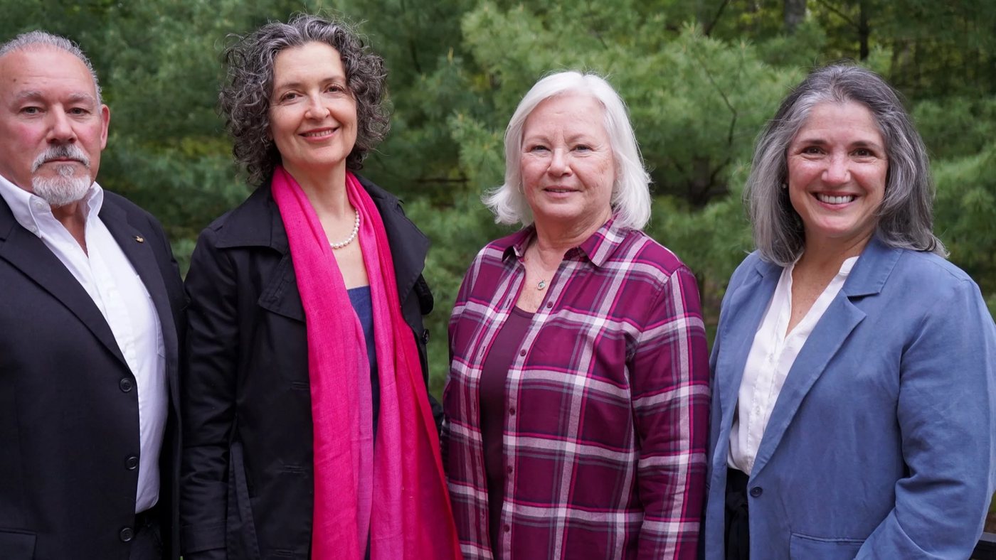 Susan Bloom with three fellow Clarkstown Democratic candidates outdoors